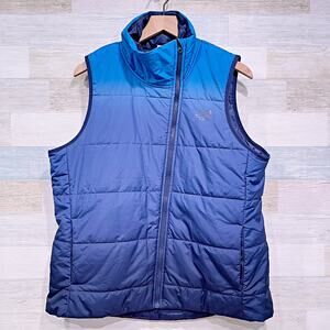 New Balance x Isaac Mizrahi Live Asymmetric Zip Puffer Vest Blue Womens Large